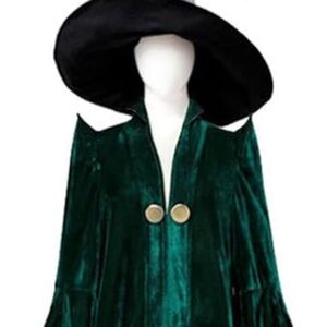 Harry Potter McGonagall Costplay Costume Green Dress with Hat